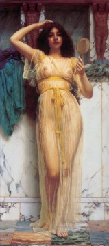  Mirror Painting - The Mirror 1899 lady nude John William Godward